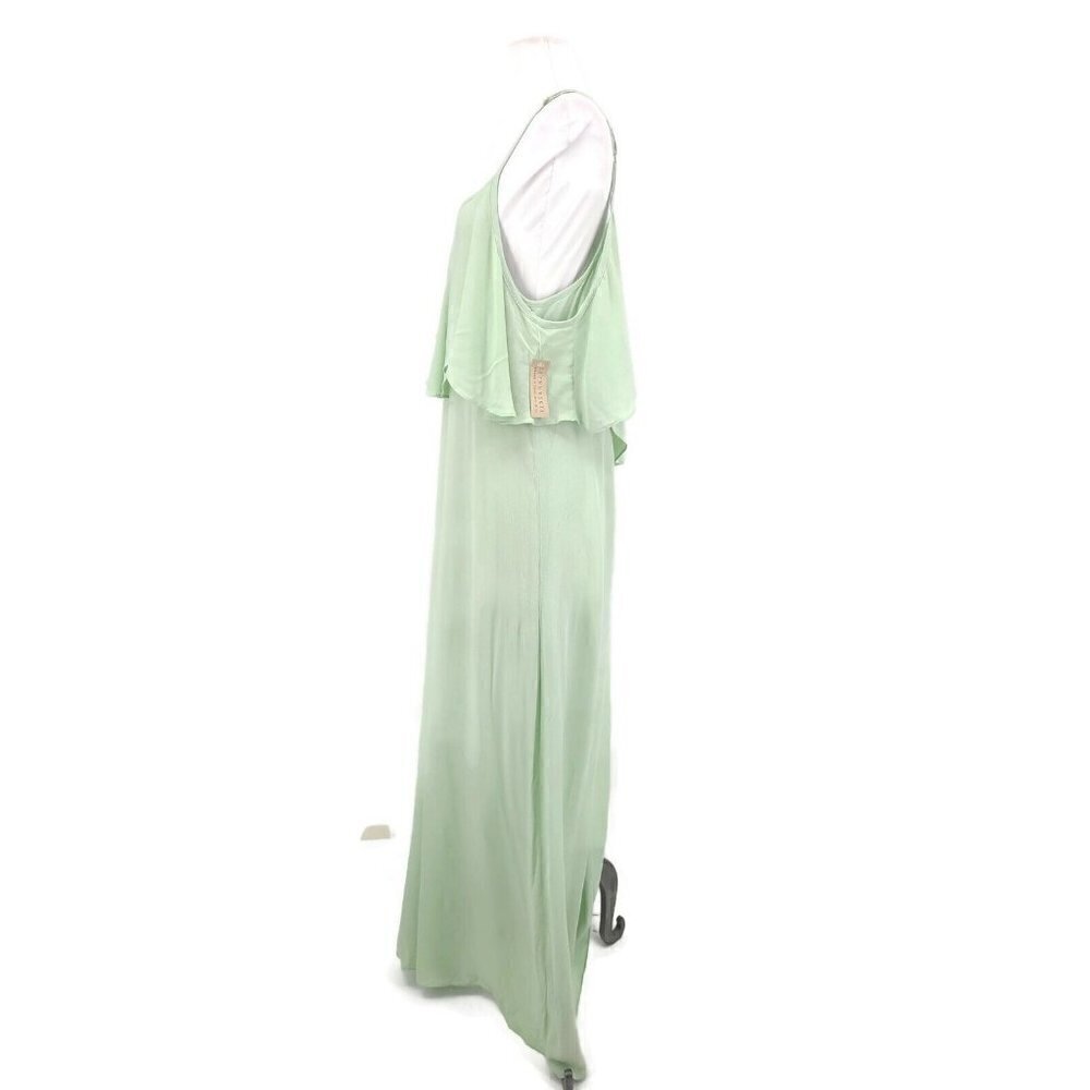 New Flynn Skye Dreamy Maxi Dress Womens L Solid Mint Rayon Off Shoulder - Picture 3 of 6